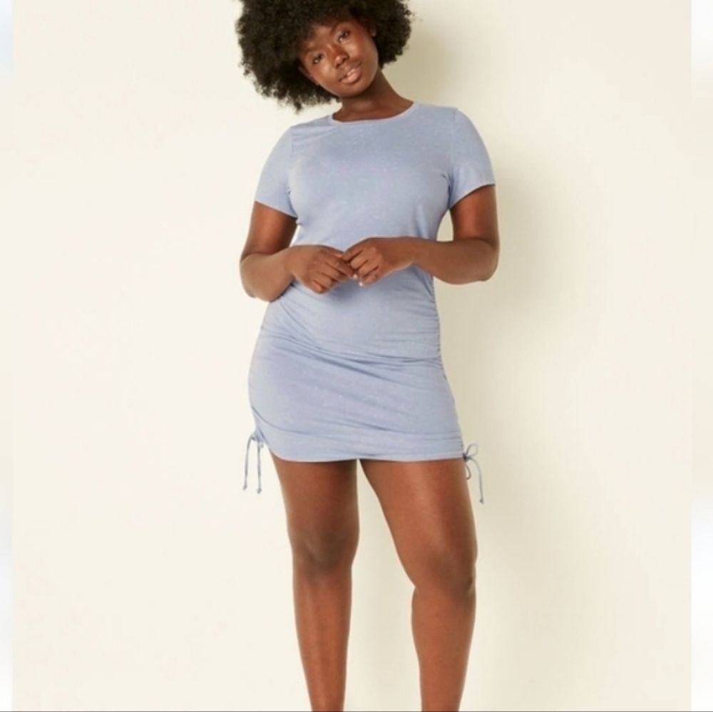 NWT PINK Victoria's Secret Light Blue Ruched Mini Dress, Size XL